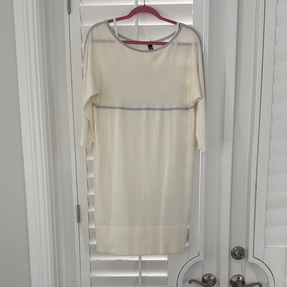 Cream and Gray Sweater Dress